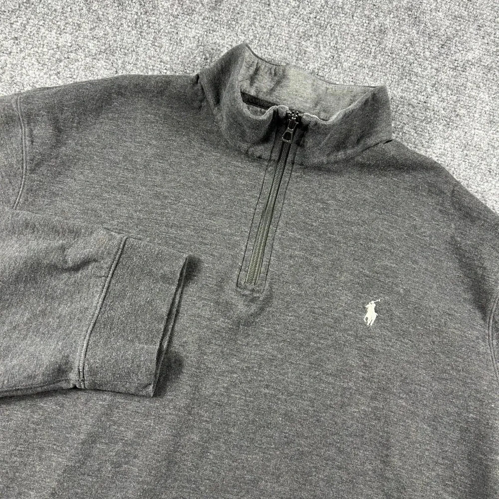 Polo‎ Ralph Lauren Pullover Mens XXL Gray 1/4 Zip Long Sleeve Pony Logo Sweater